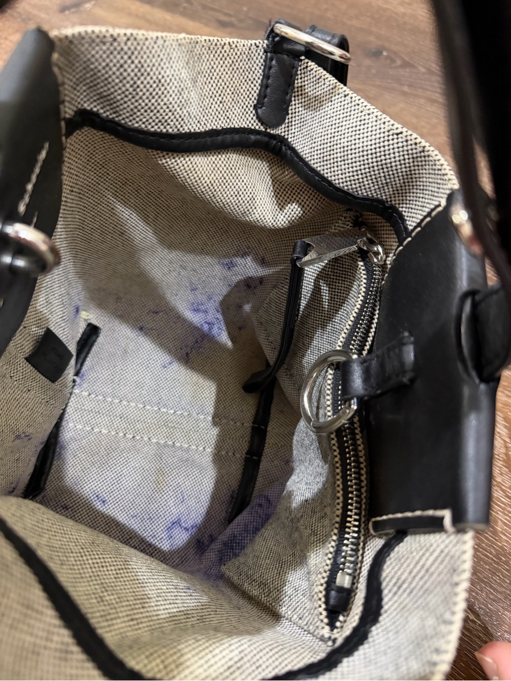 Proenza Schouler Gray Canvas Crossbody bucket bag with Black Leather Trim - Picture 6 of 8